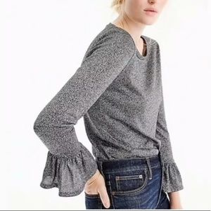 JCrew Silver Shimmer Party Top Bell Sleeve NEW